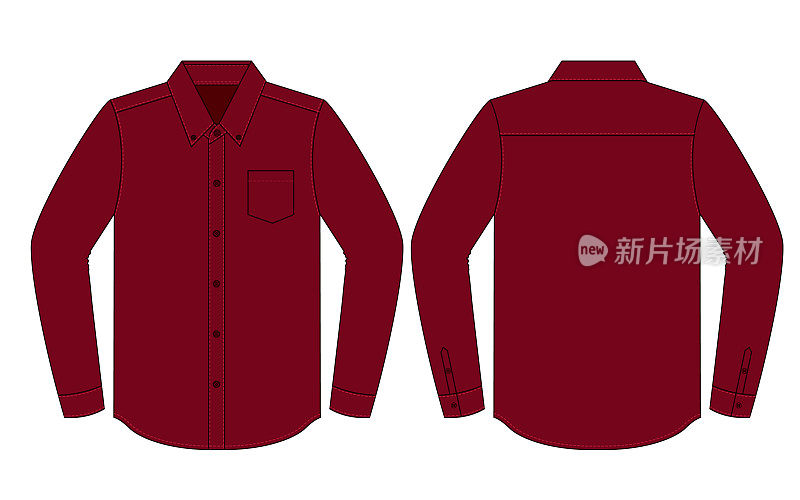 Crimson Long Sleeve Uniform Shirt Vector for Template